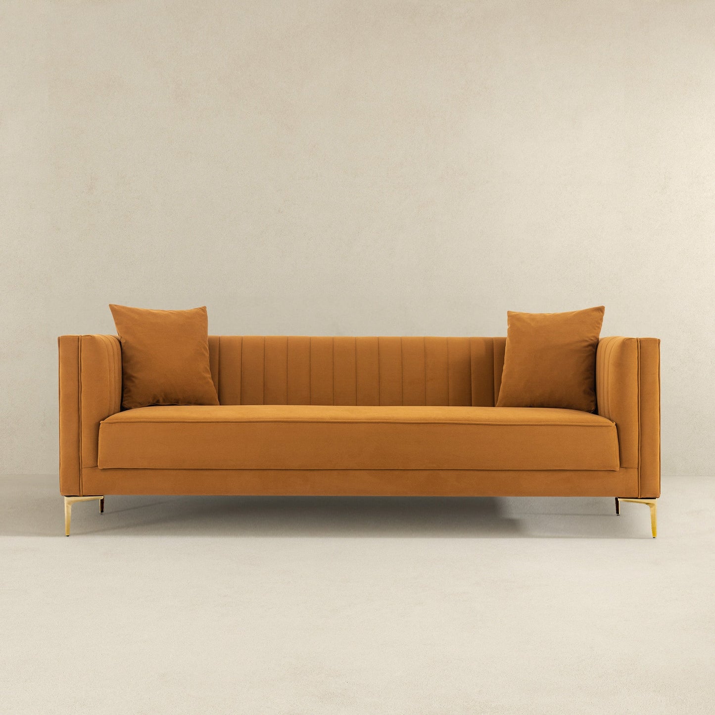 Angelina Sofa 91" (Cognac Velvet)