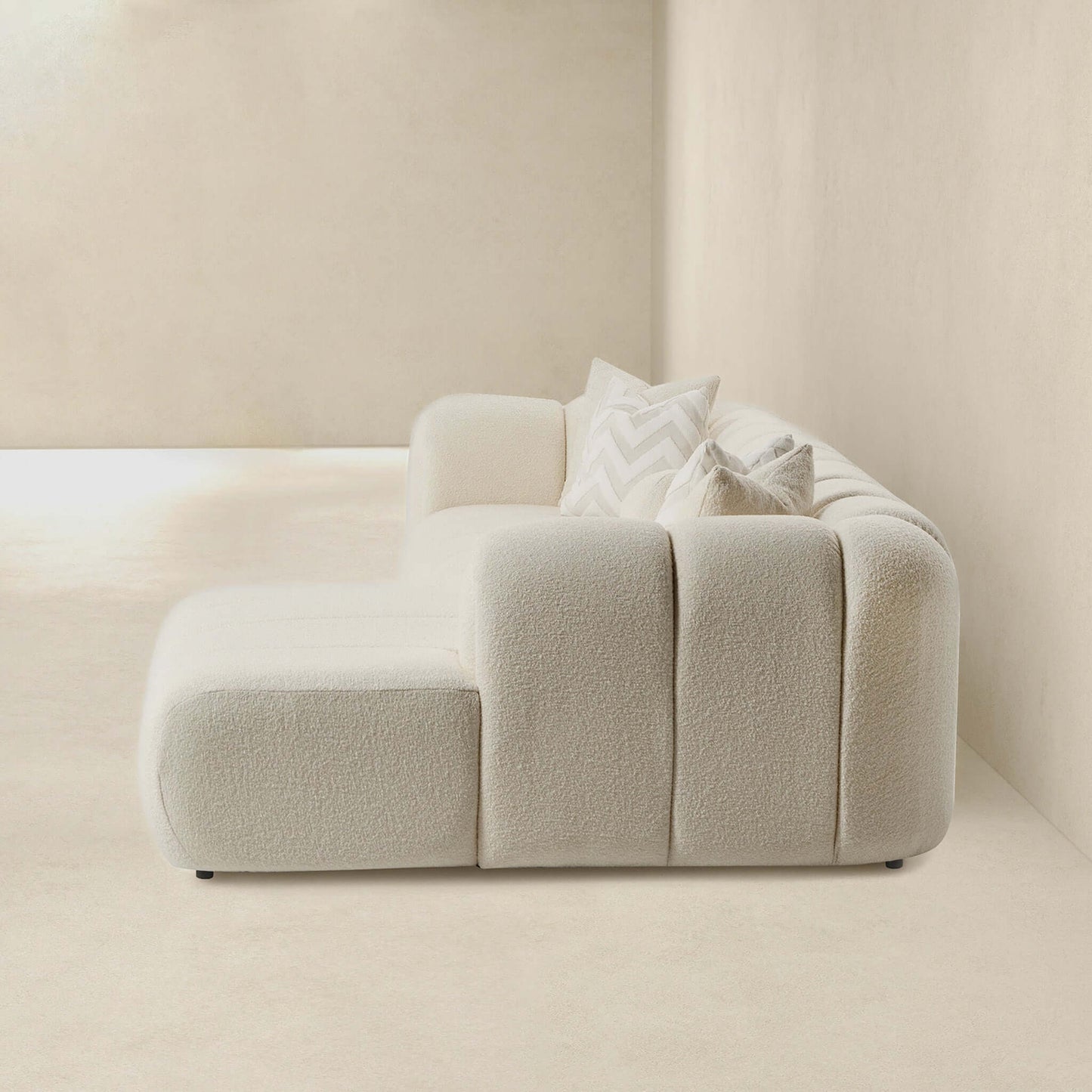 Beatrice Modern Tufted Ivory Boucle Right Sectional Sofa