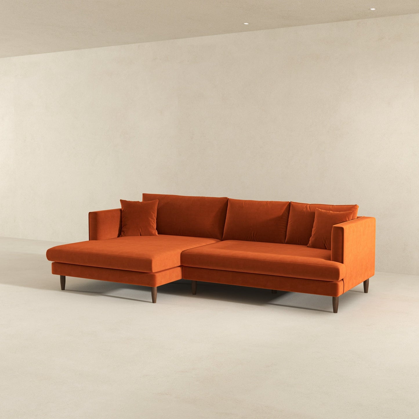 Blake L-Shaped Sectional Burnt Orange Sofa Right Facing