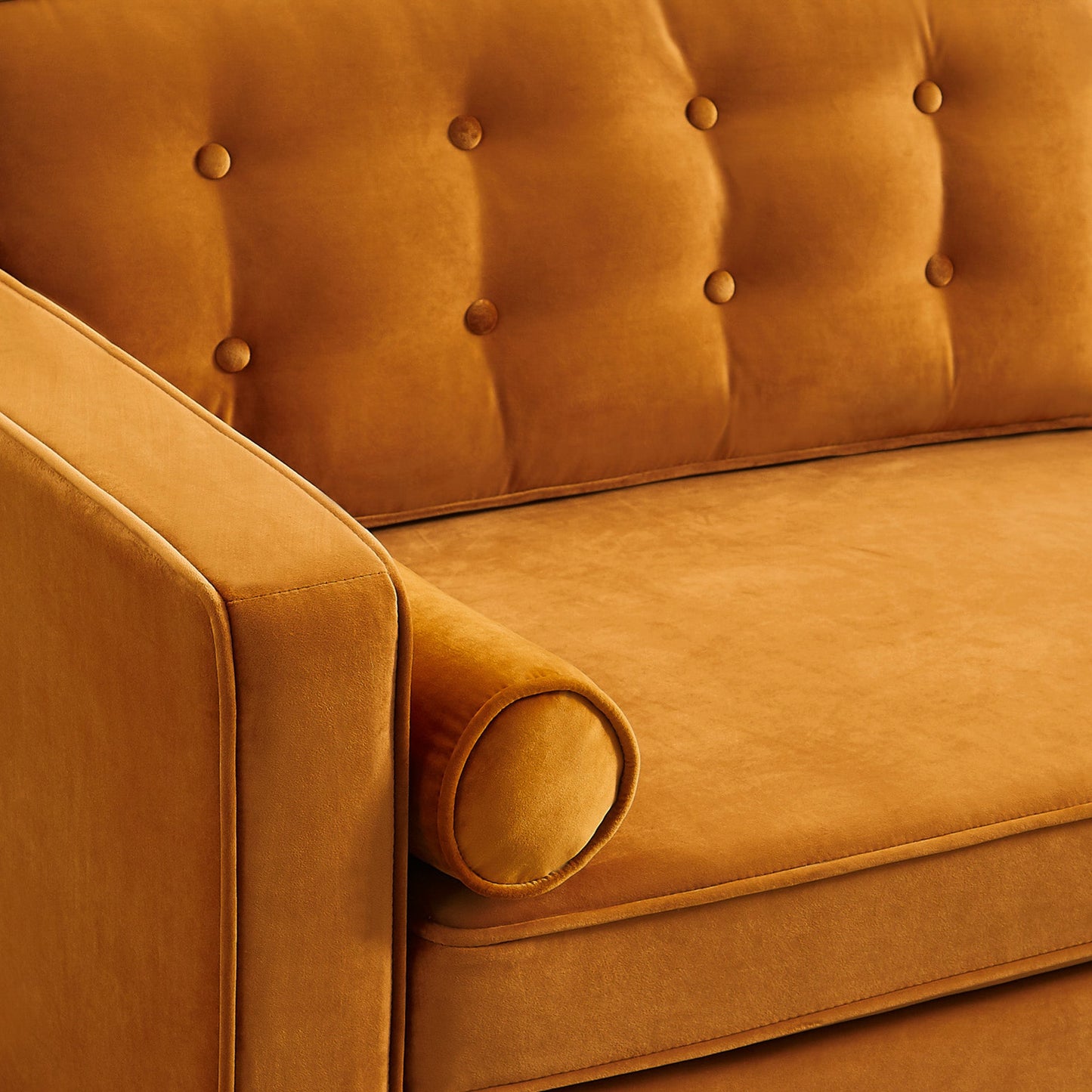 Casey Orange Velvet Loveseat