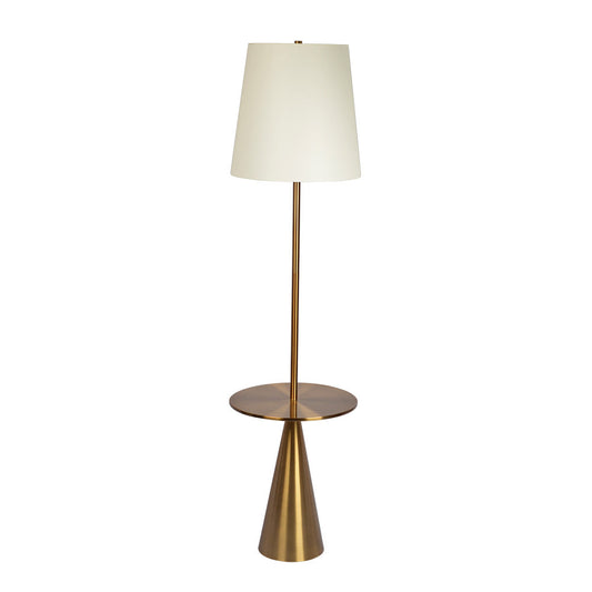 Celestial Modern Floor Lamp with Brass Accent Table with Large White Shade