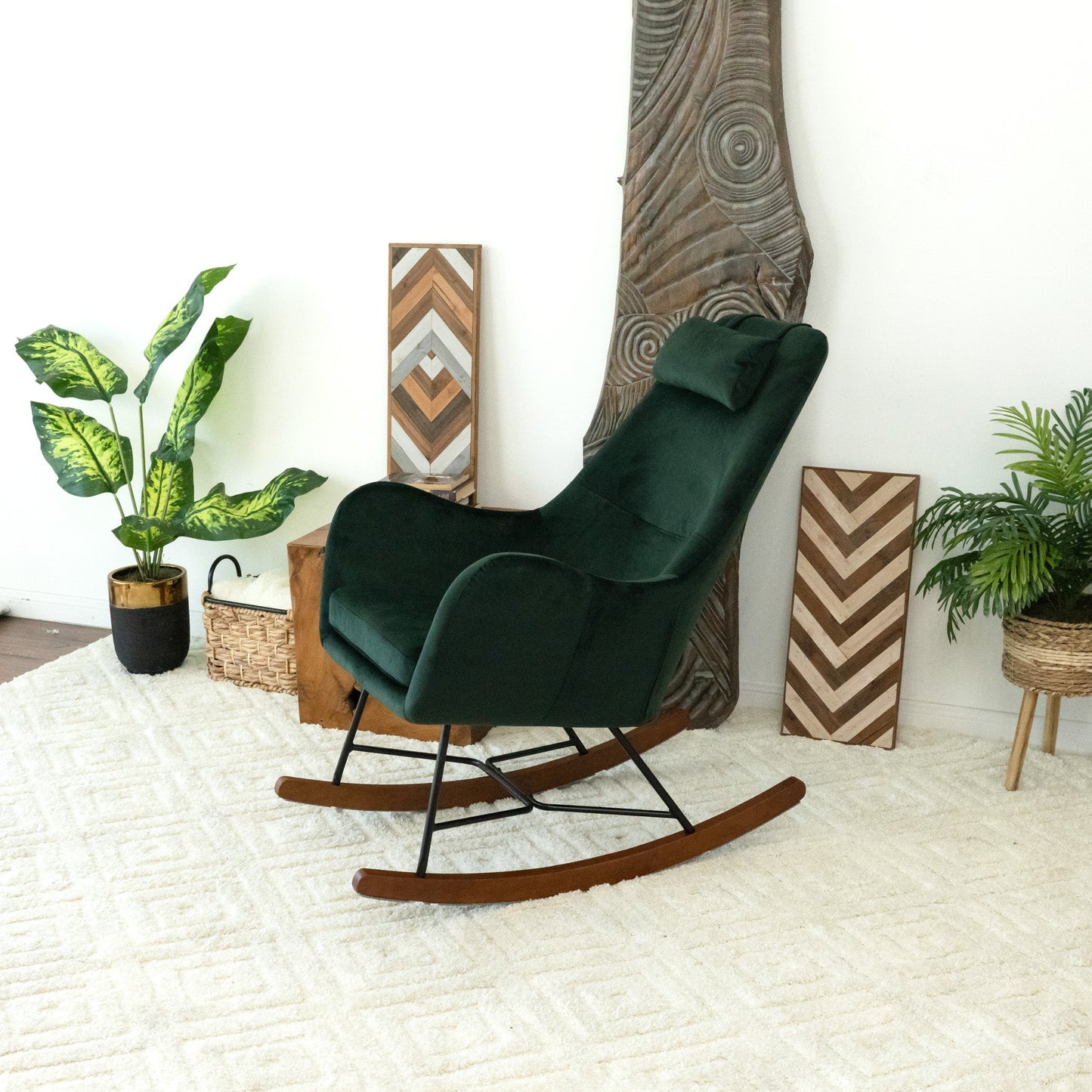 Chelsea Green Velvet Rocking Chair