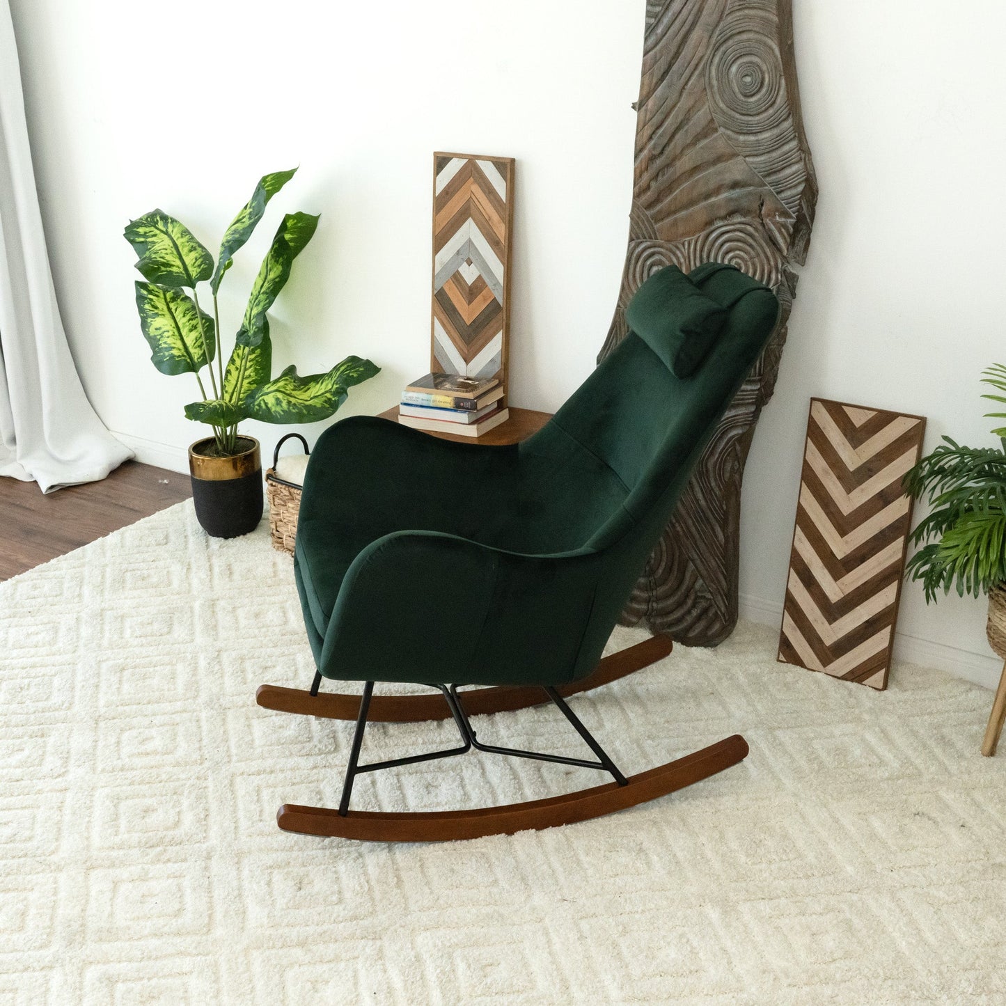 Chelsea Green Velvet Rocking Chair