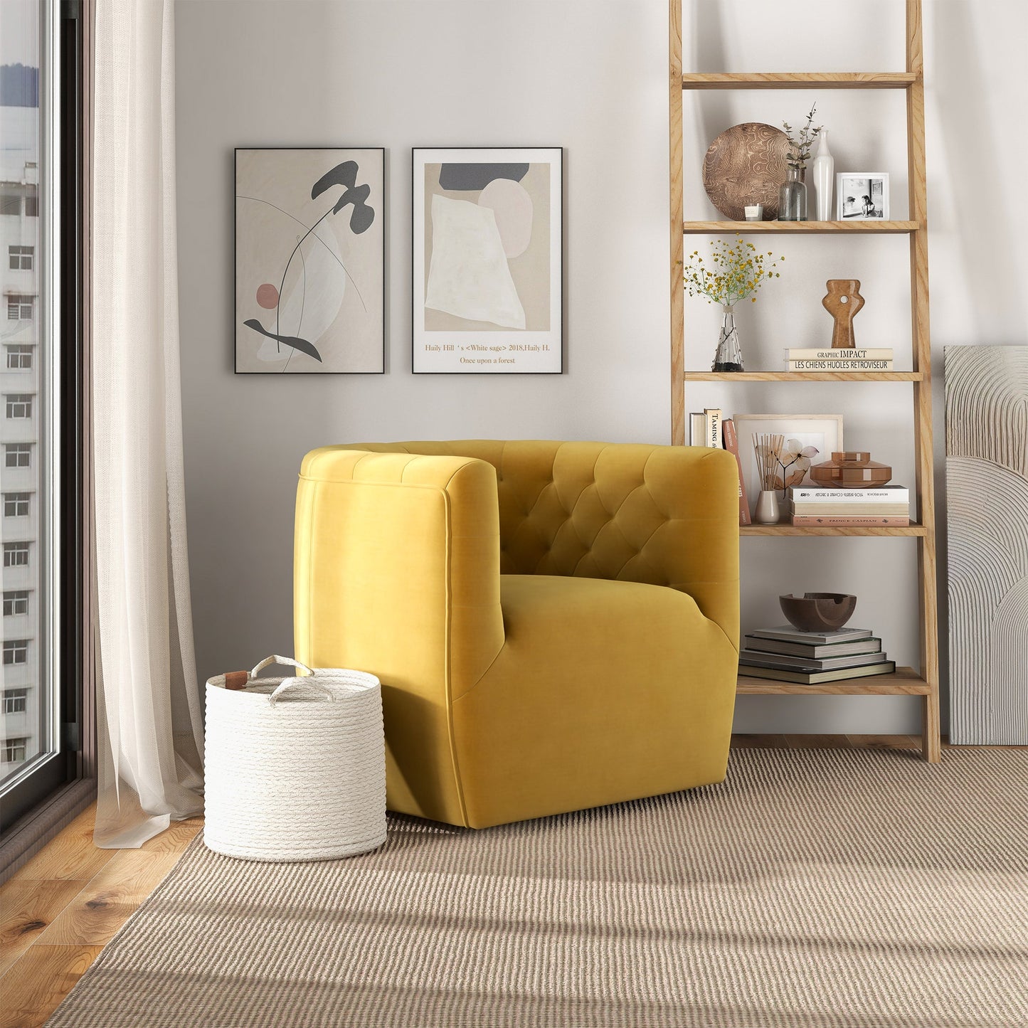 Delaney Swivel Chair (Gold Velvet)