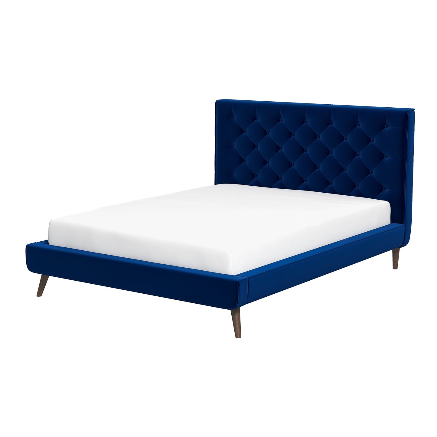 Dillon Blue Velvet Platform Bed (Queen Size)