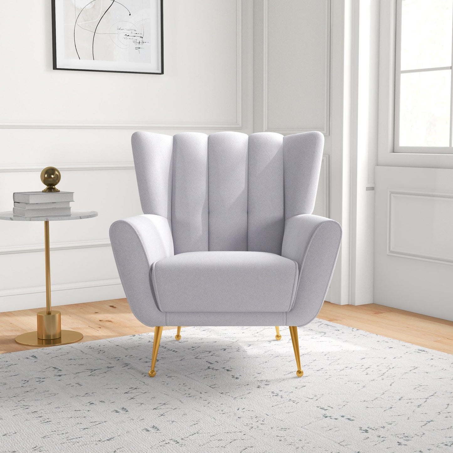 Gianna Tufted Light Grey French Boucle Armchair