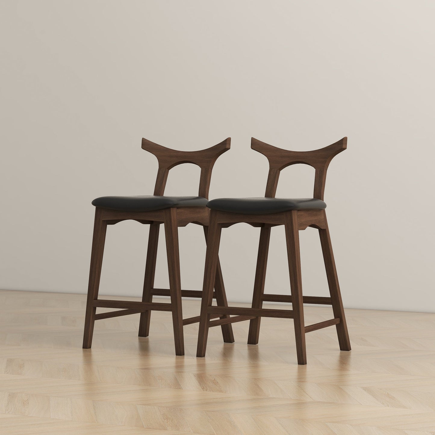 Hester Solid Wood Upholstered Square Bar Chair (Set Of 2)