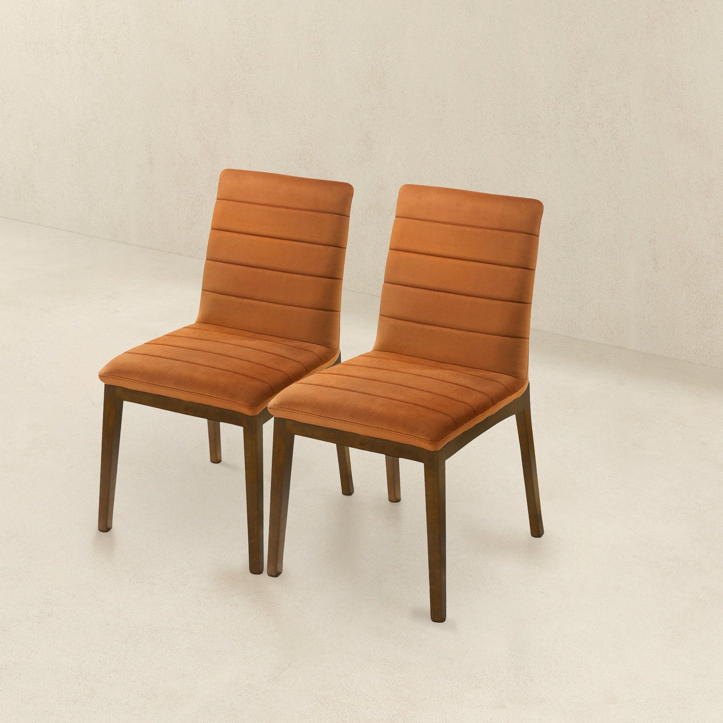 Ines Burnt Orange Velvet Dining Chair (Set Of 2)