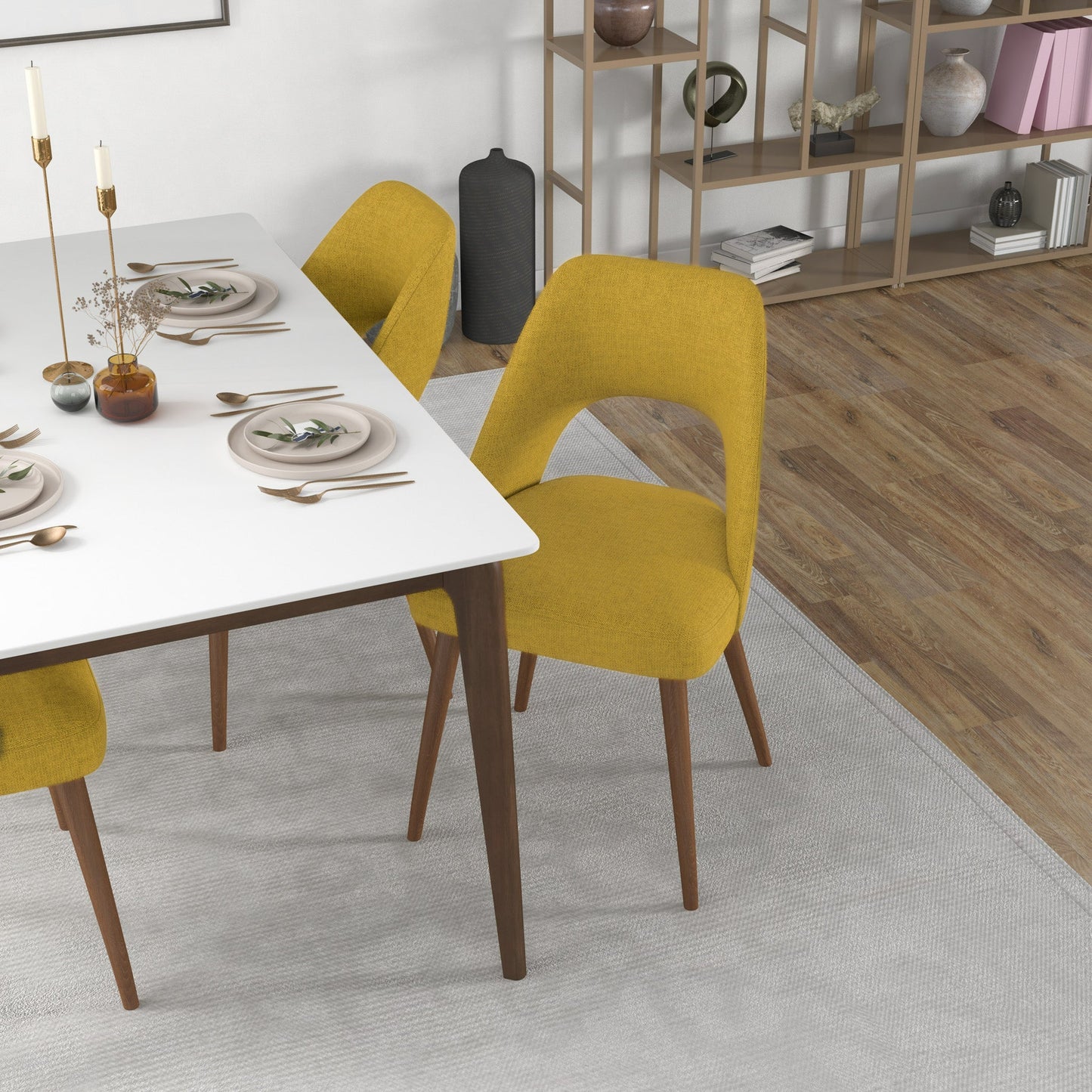 Juliana Mid Century Modern Yellow Fabric Dining Chair (Set Of 2)