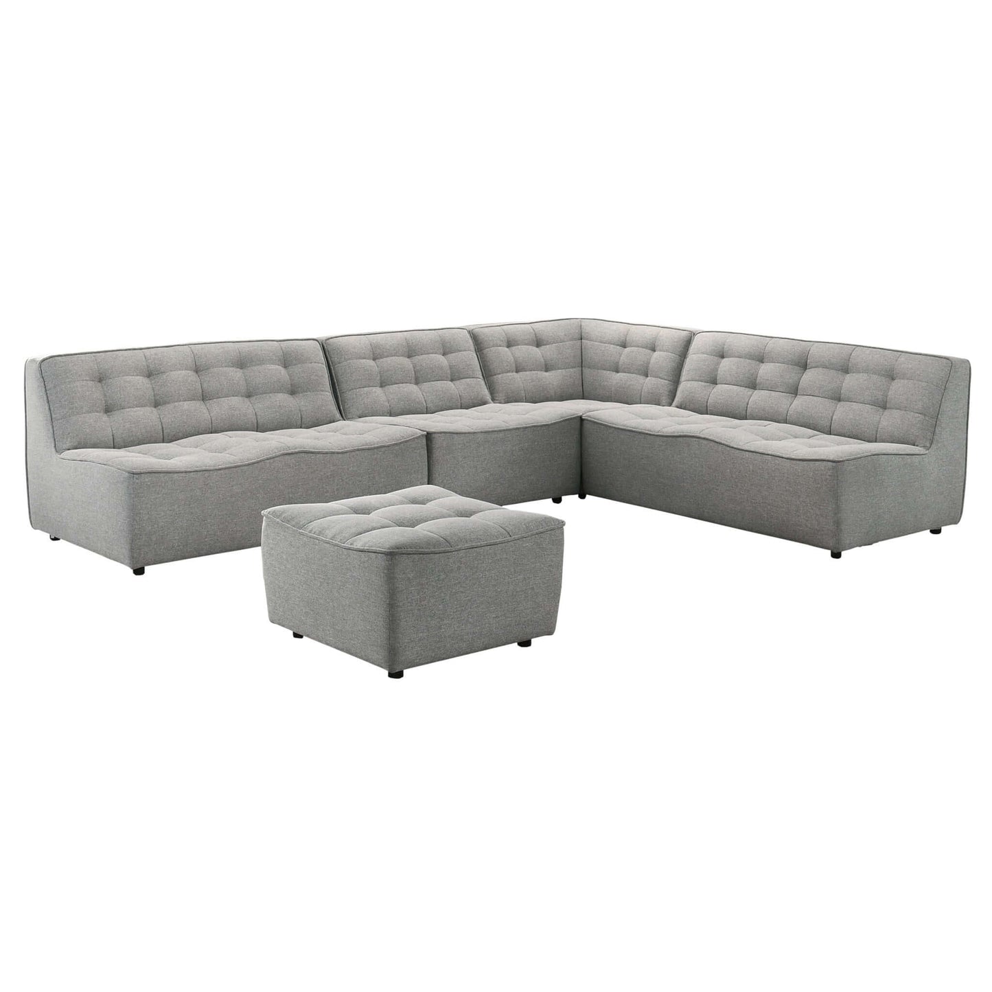 Selen  Light Grey Linen Corner Sectional Sofa