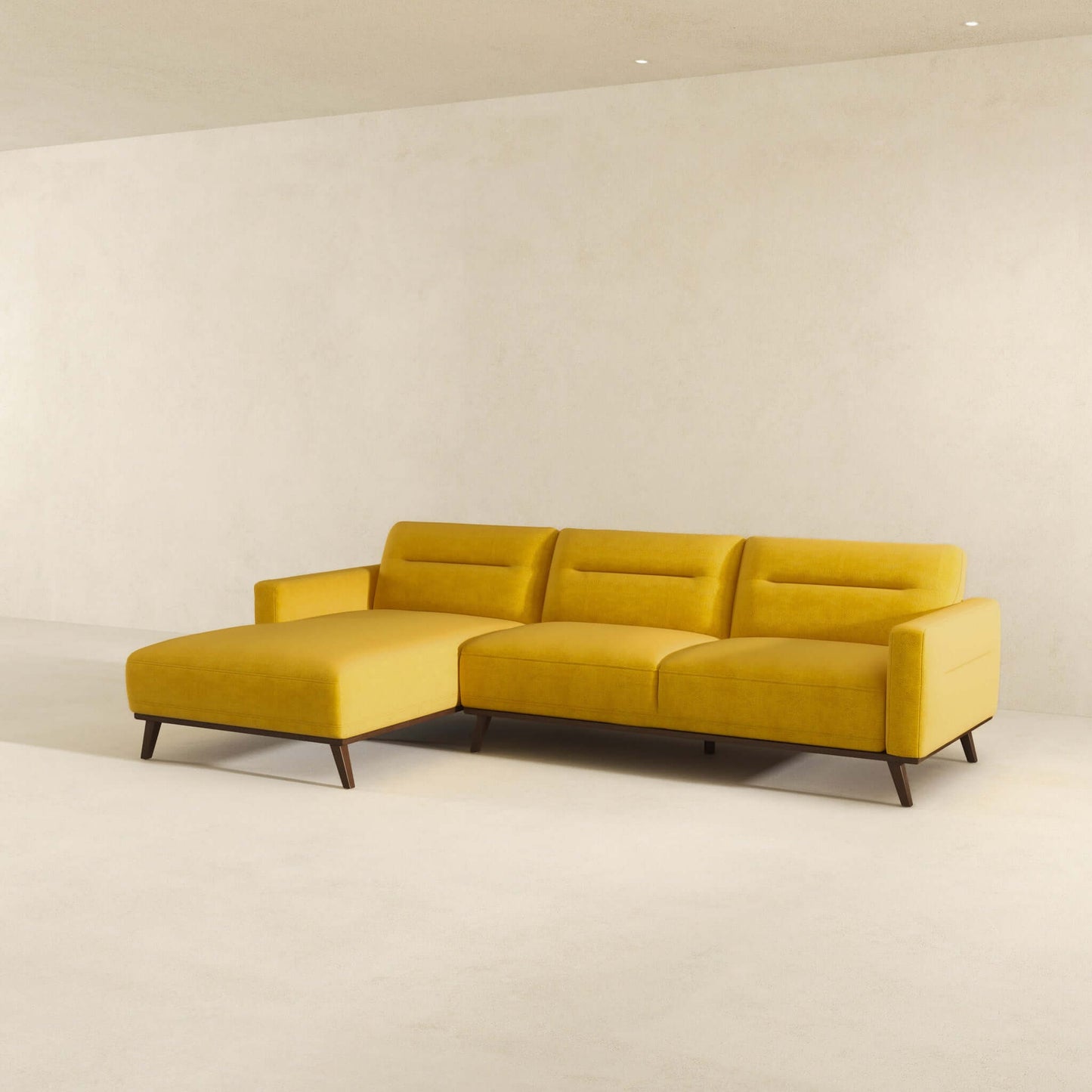 Ella L-Shaped Dark Yellow Linen Left Sectional Couch