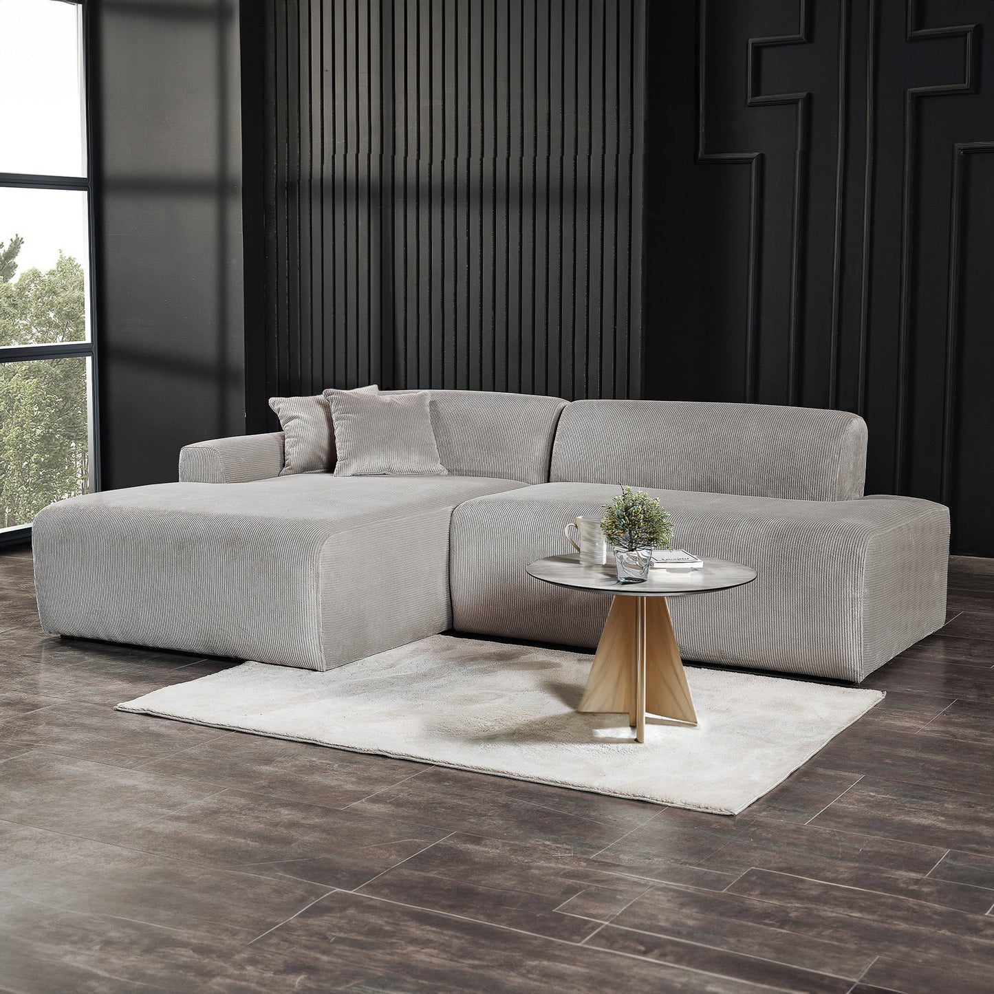 Mar Sectional Grey Velvet Sofa (Left Facing)