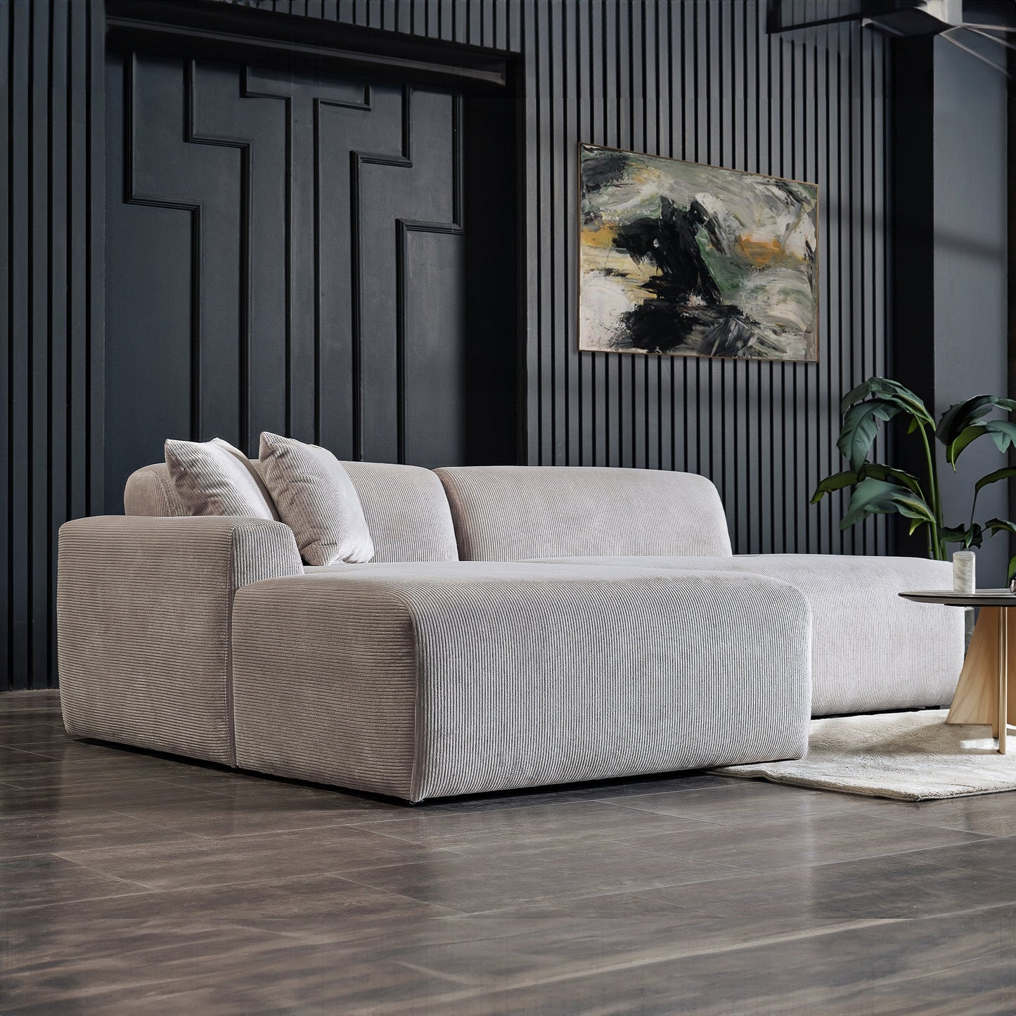 Mar Sectional Grey Velvet Sofa (Left Facing)