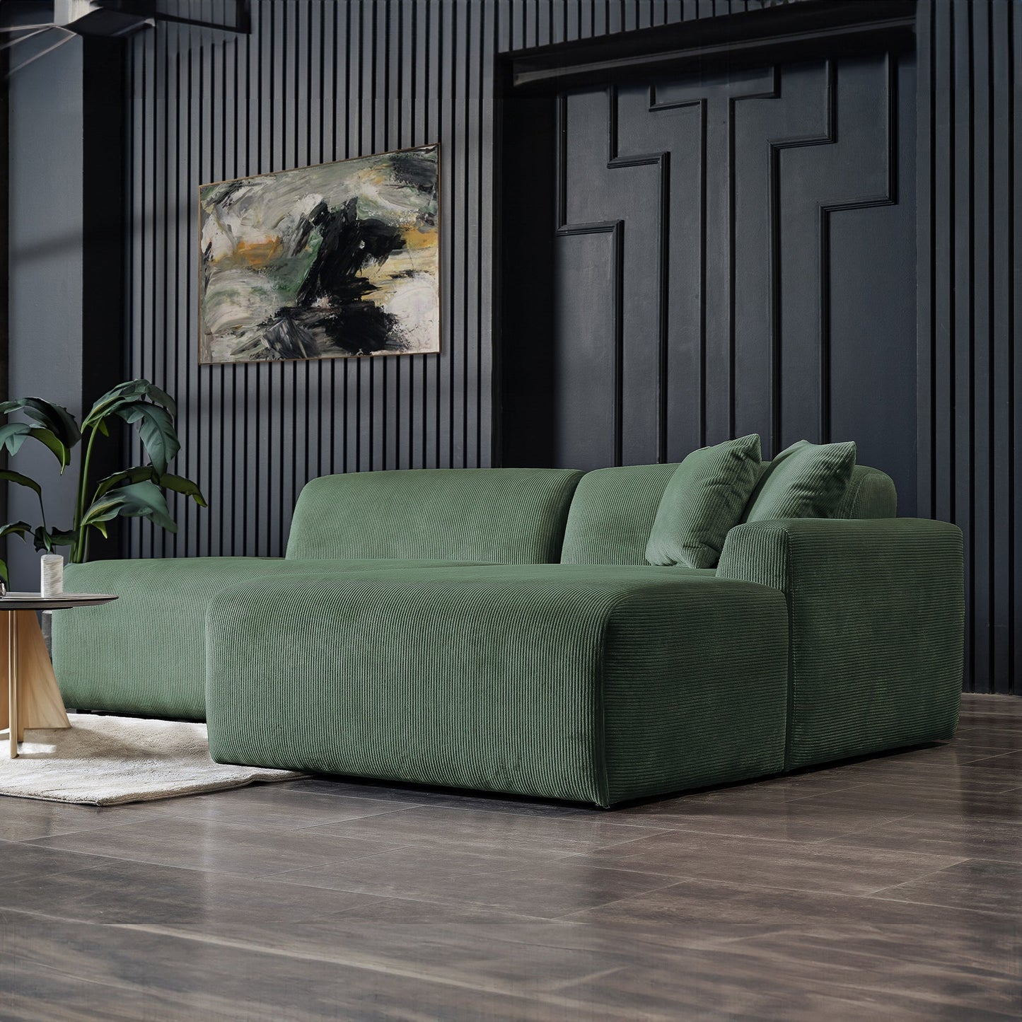 Mar Sectional Green Velvet Sofa (Right Facing)