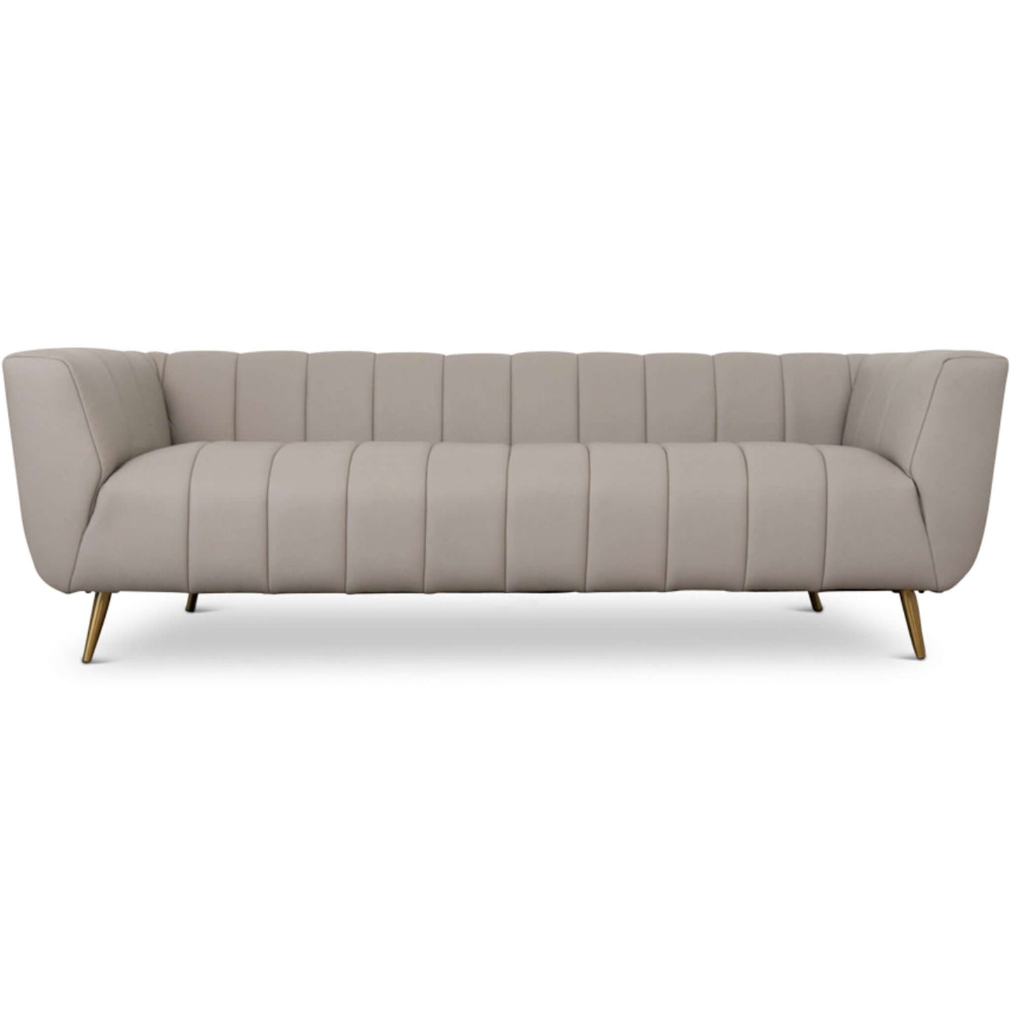 LaMattina Genuine Italian Grey Leather Channel Tufted Sofa