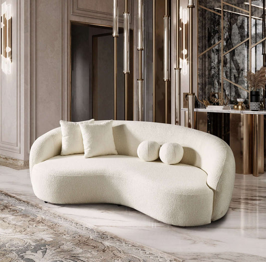 Drake Japandi Style Curvy Boucle Sofa