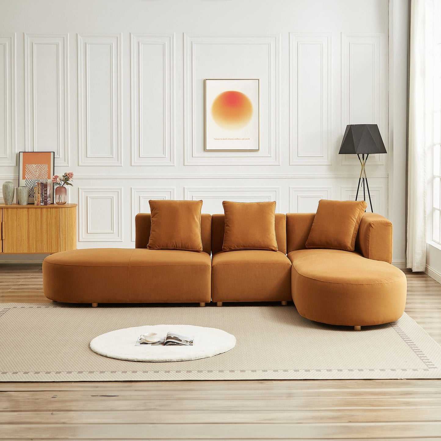 Orby  Velvet Sectional Sofa Right Facing