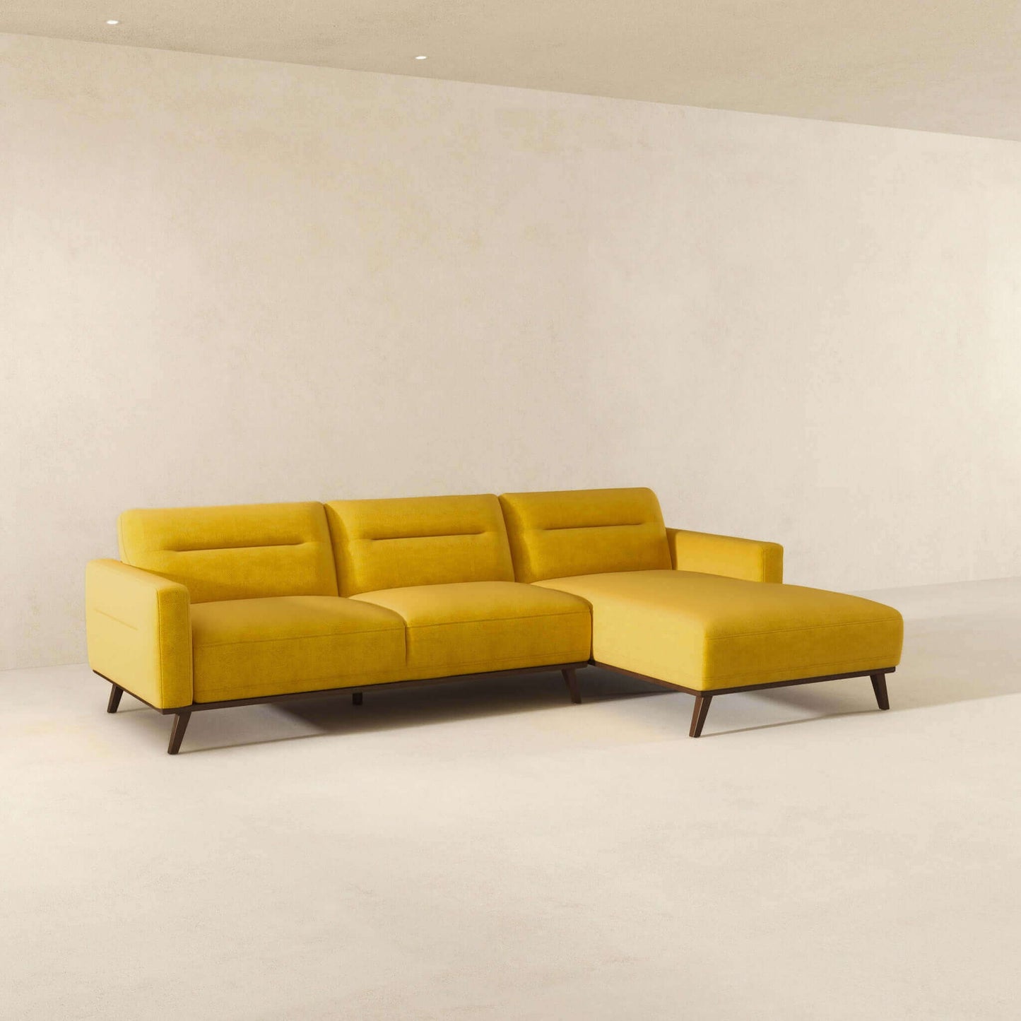 Ella L-Shaped Dark Yellow Linen Left Sectional Couch