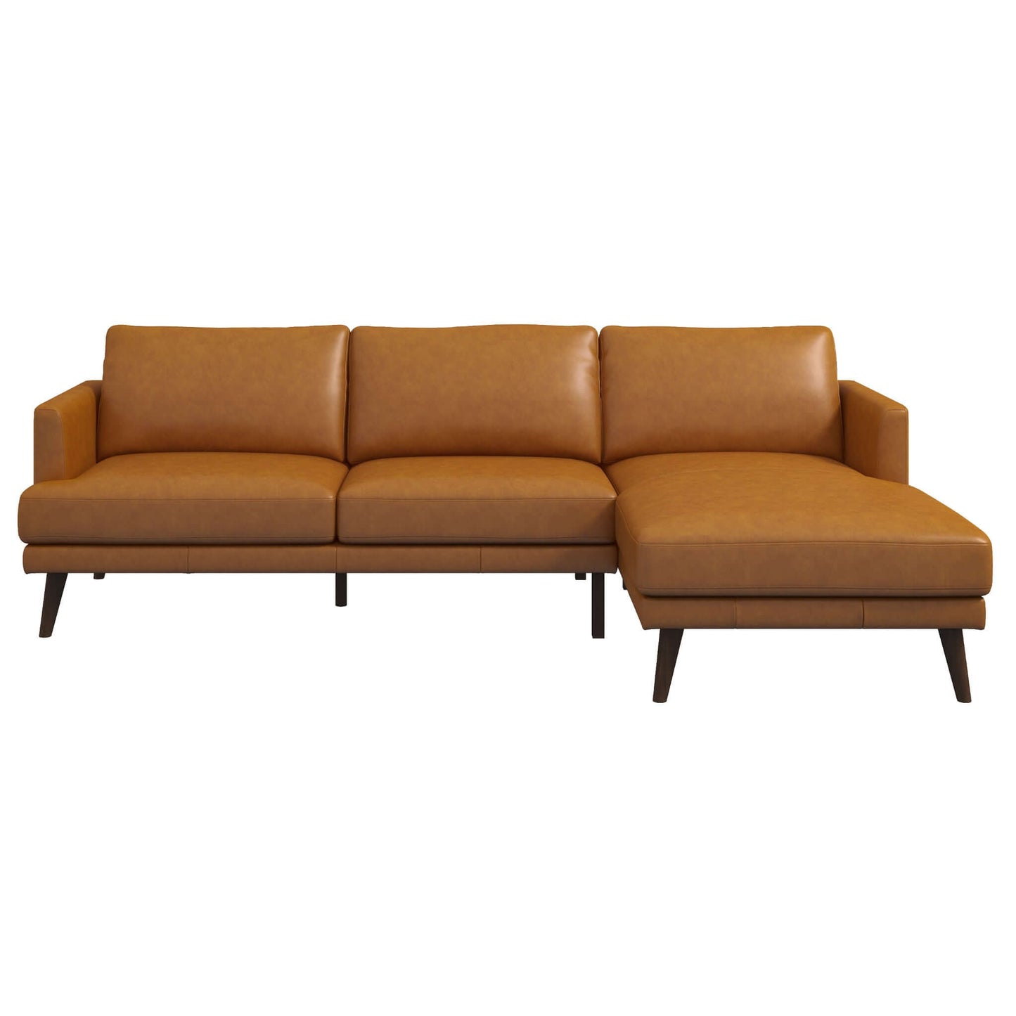 Lore  L-Shaped Genuine Leather Sectional In Tan Right Facing