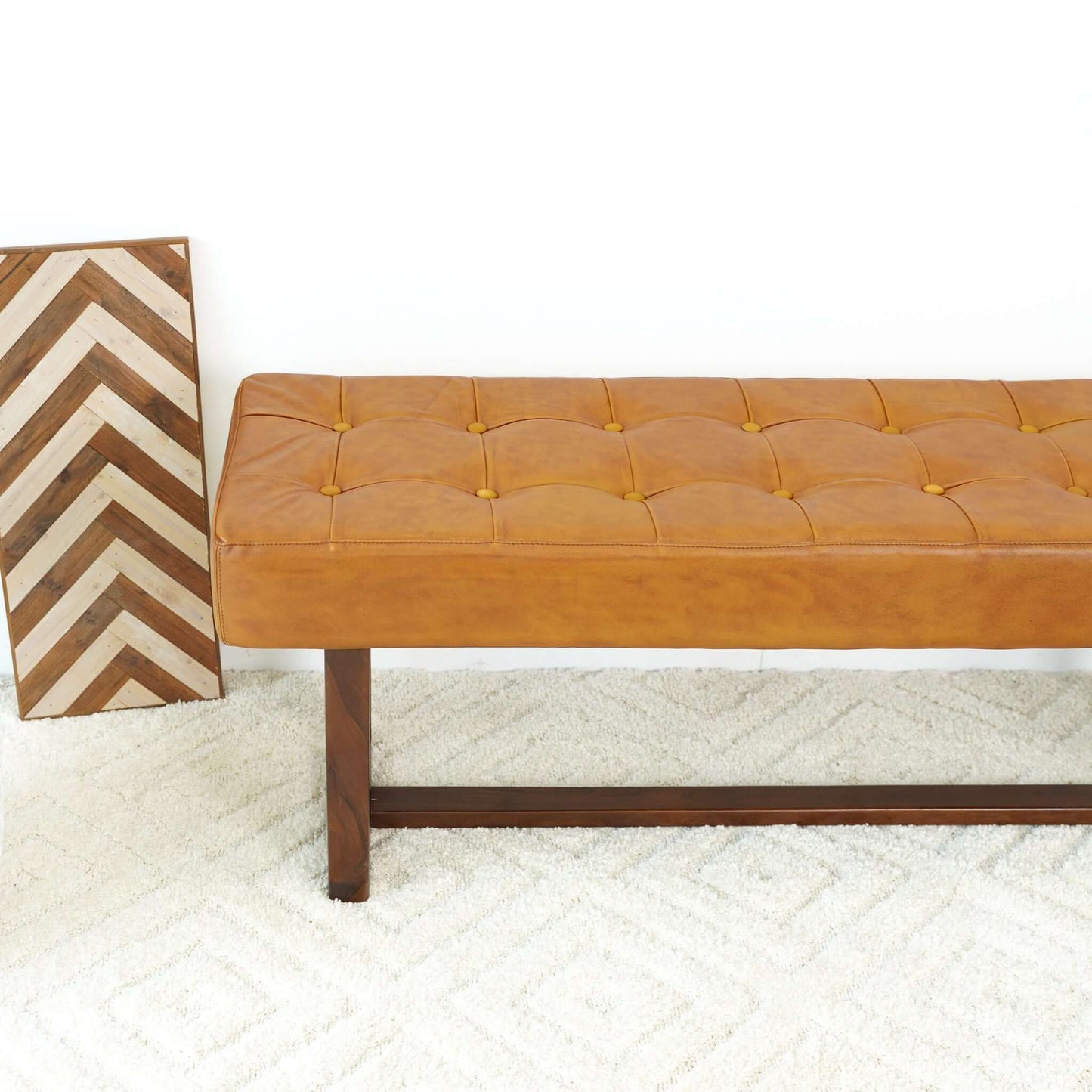 Cameron Tan Leather Bench