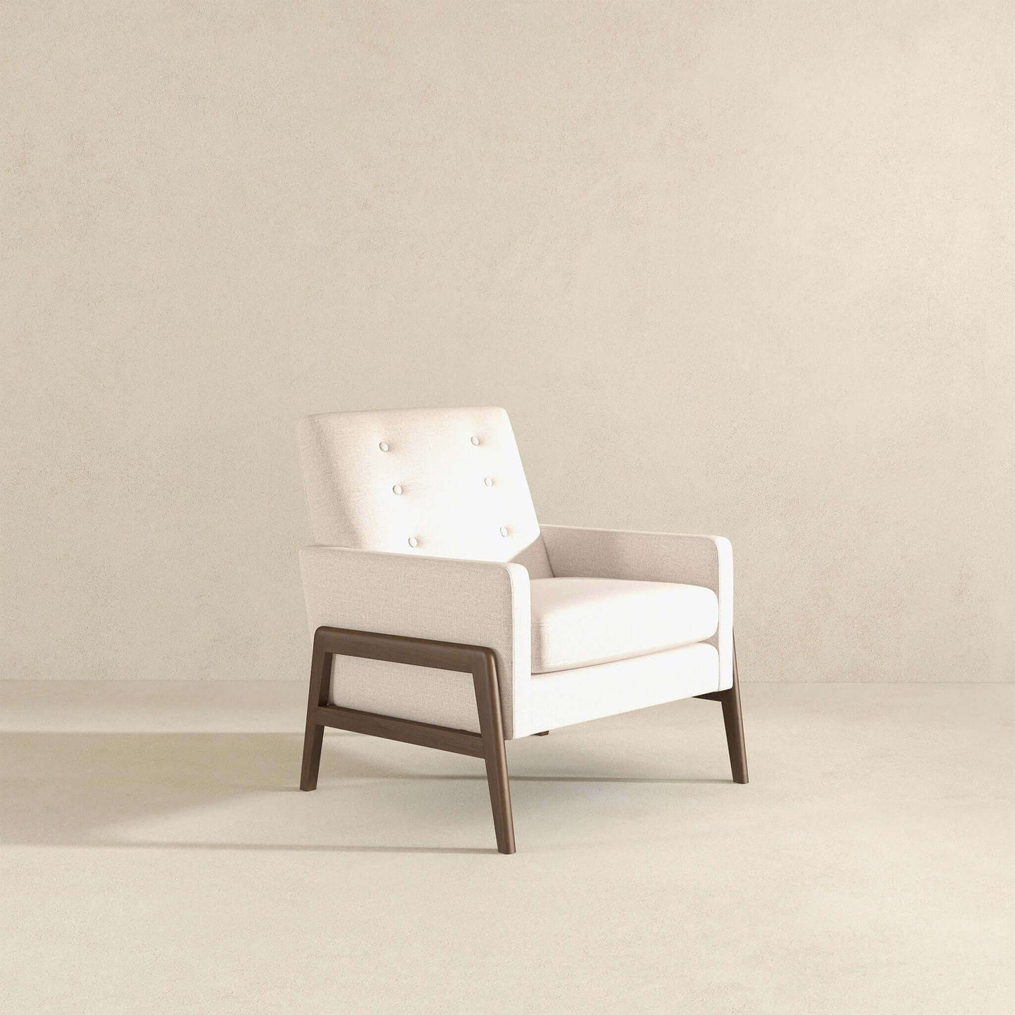 Cole  Solid Wood Beige Velvet Lounge Chair