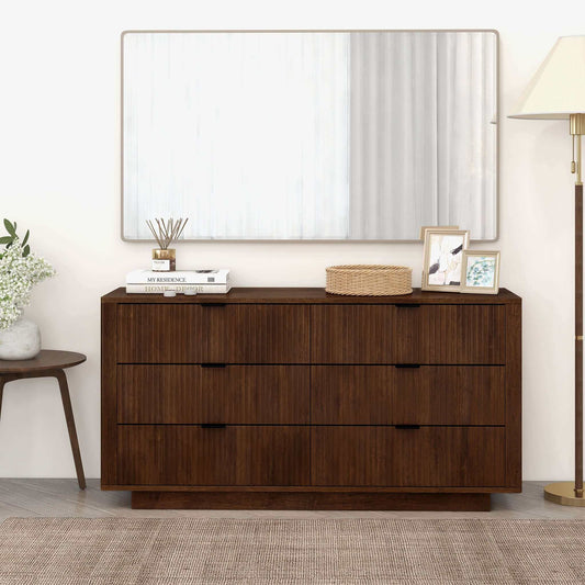 Lola Mid Century Modern Walnut Dresser With 6 Drawers