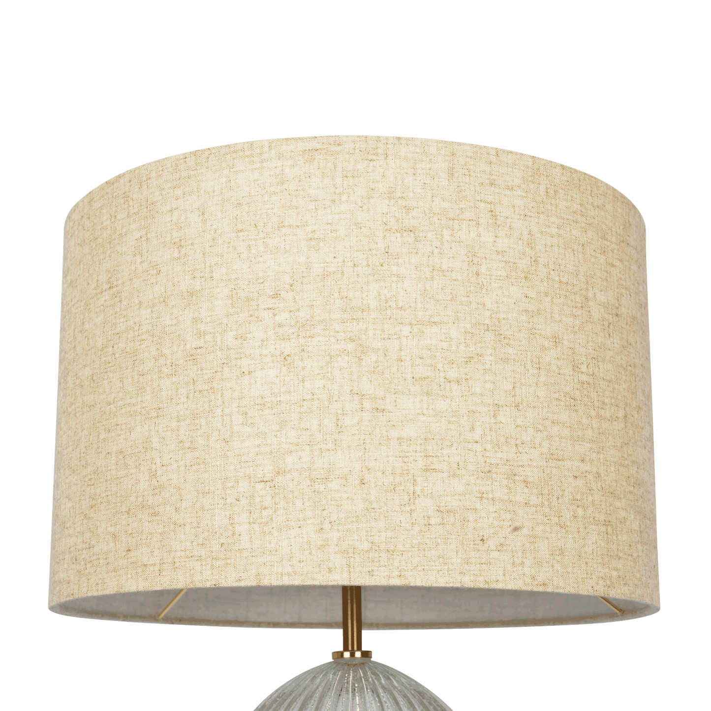 Aurora Ribbed Glass Lamp Base Clear Table Lamp Large Linen Shade - West Lamp