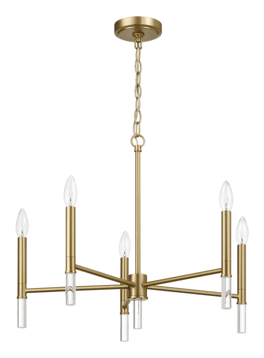 Courtyard Five Light Golden Brass Candle Light Chandelier 24"W × 17.75"H - West Lamp