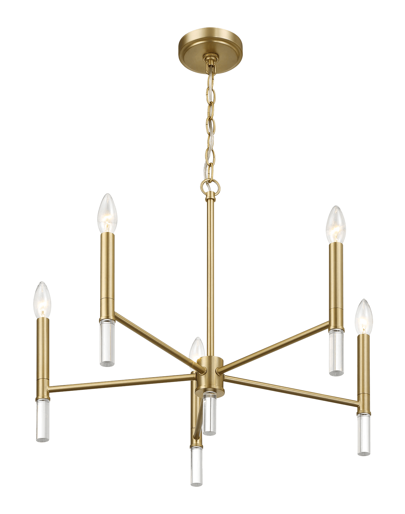 Courtyard Five Light Golden Brass Candle Light Chandelier 24"W × 17.75"H - West Lamp