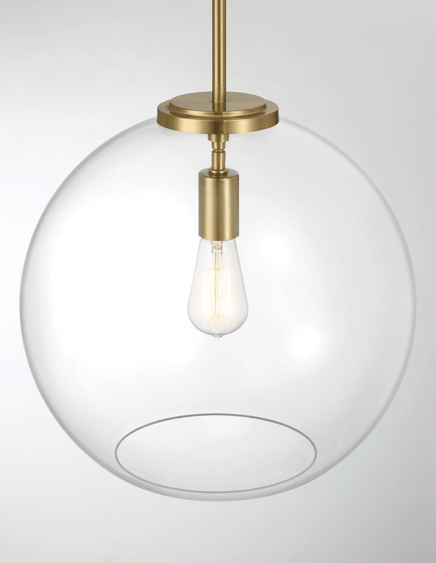 Gleam Single Light Pendant Lamp With Clear Globe Glass - Satin Brass - West Lamp