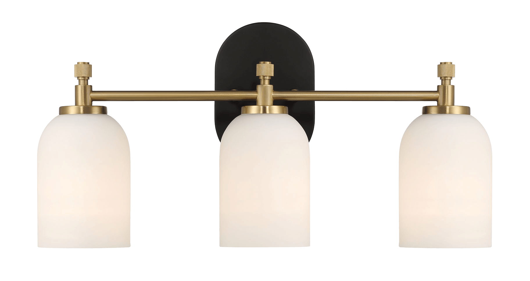 Meadows Three Lights Vanity Brushed Gold Bathroom Wall Light for Bathroom Over Mirror 20.5"W × 10.125"H × 5.5"E with White Frosted Glass - West Lamp