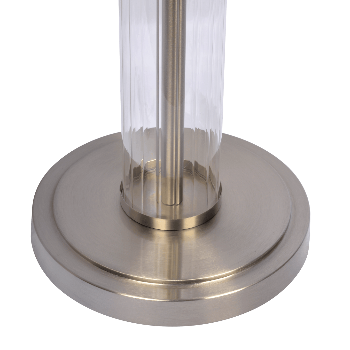 Nimbus Brushed Nickel Floor Lamp with 3-Way Rotary Switch Clear Glass Body Metal Base - West Lamp