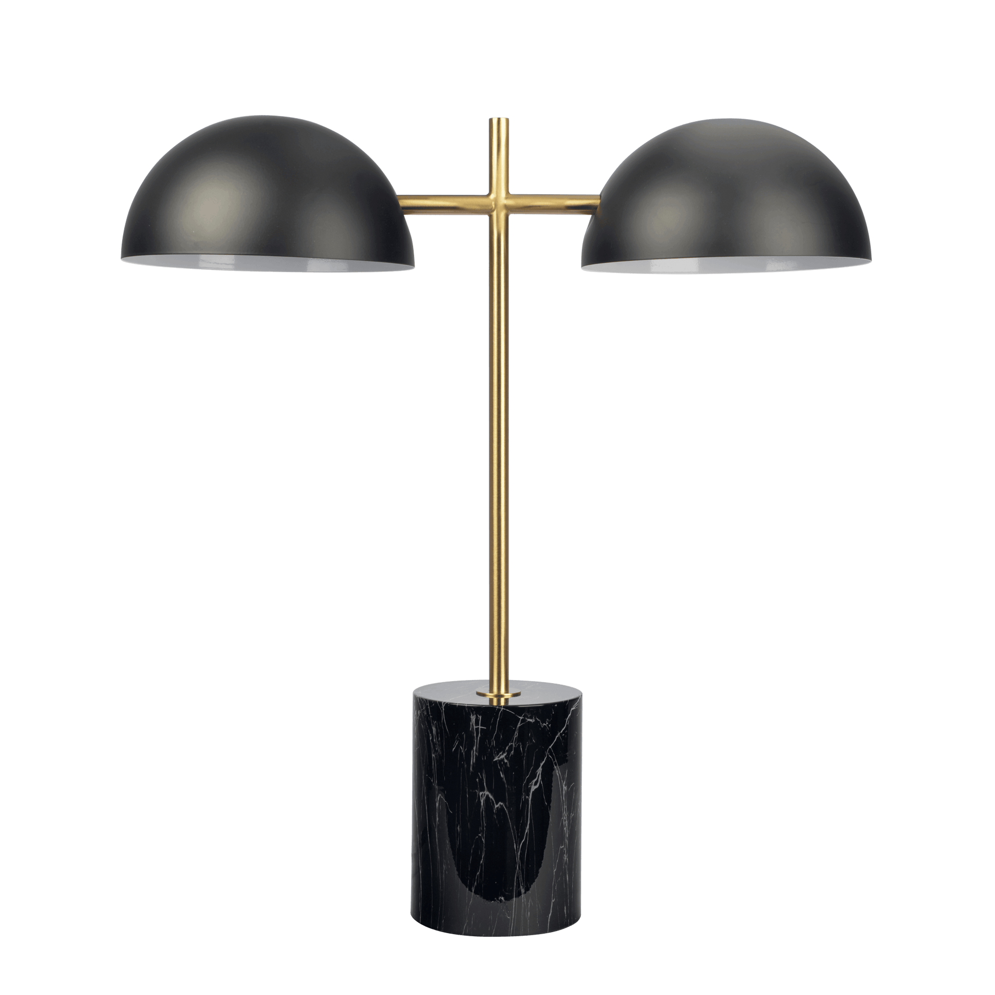 Nova Hydro Black Table Lamp with On/Off Switch Double Lamp with Faux Marble Base - West Lamp