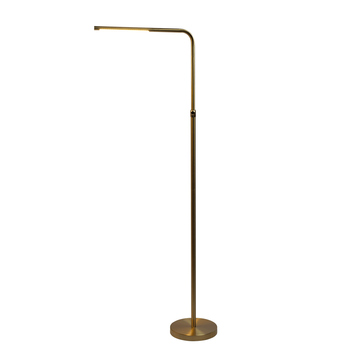 Verve Brassed Gold Floor Lamp with On/Off Switch Adjustable Led Round Base - West Lamp