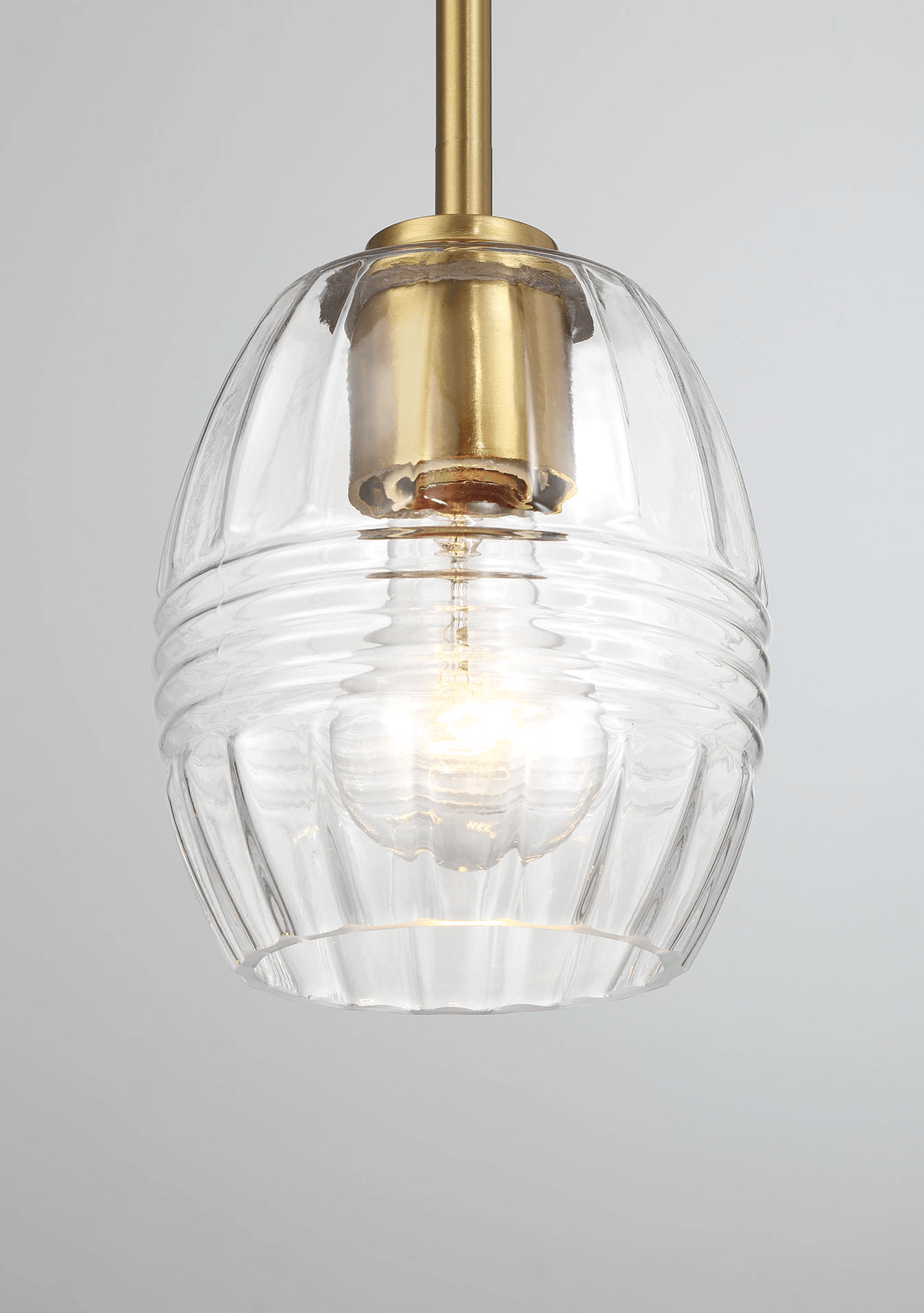 Vista Single Pendant Chain Hanging Light with Clear Glass - Satin Brass - West Lamp