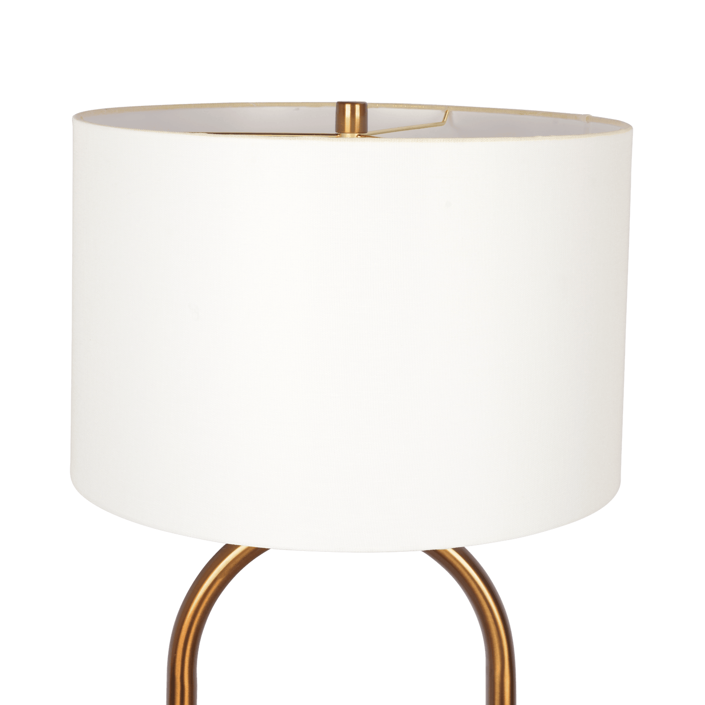 Vivid Brass Ring Base Floor Lamp with Large White Drum Shade - West Lamp