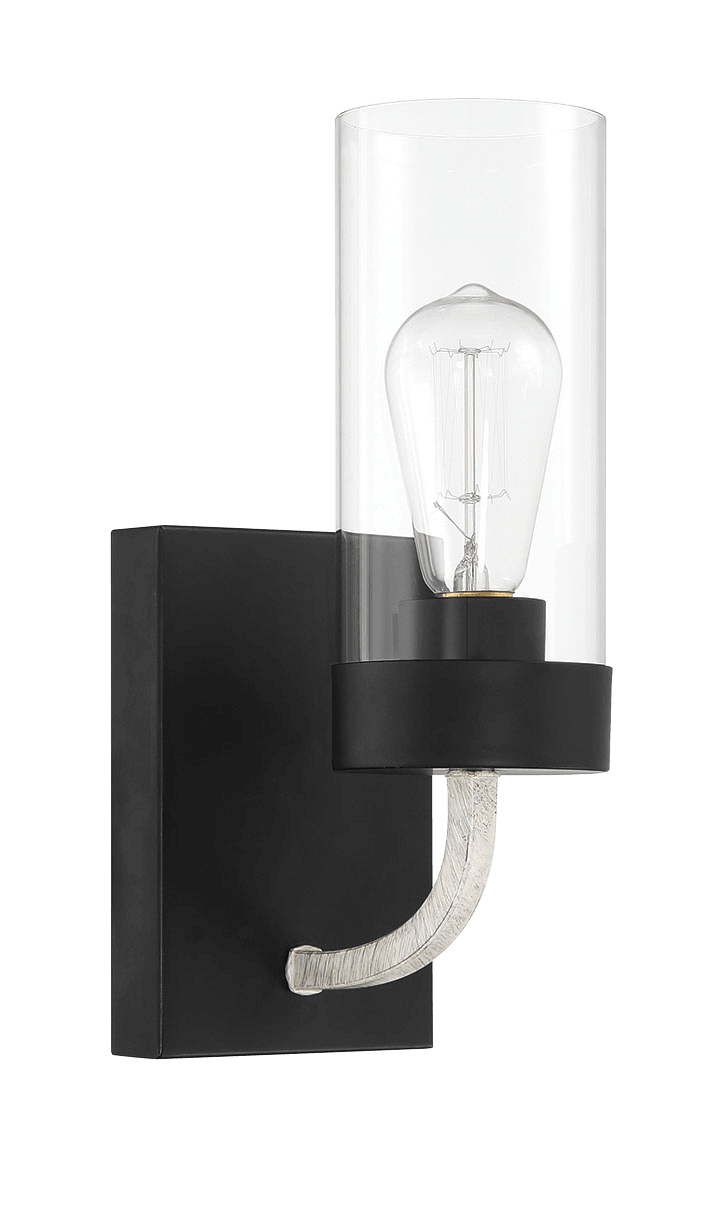 Zephyr Single Light Sconce With Clear Glass Metal Black Finish - West Lamp