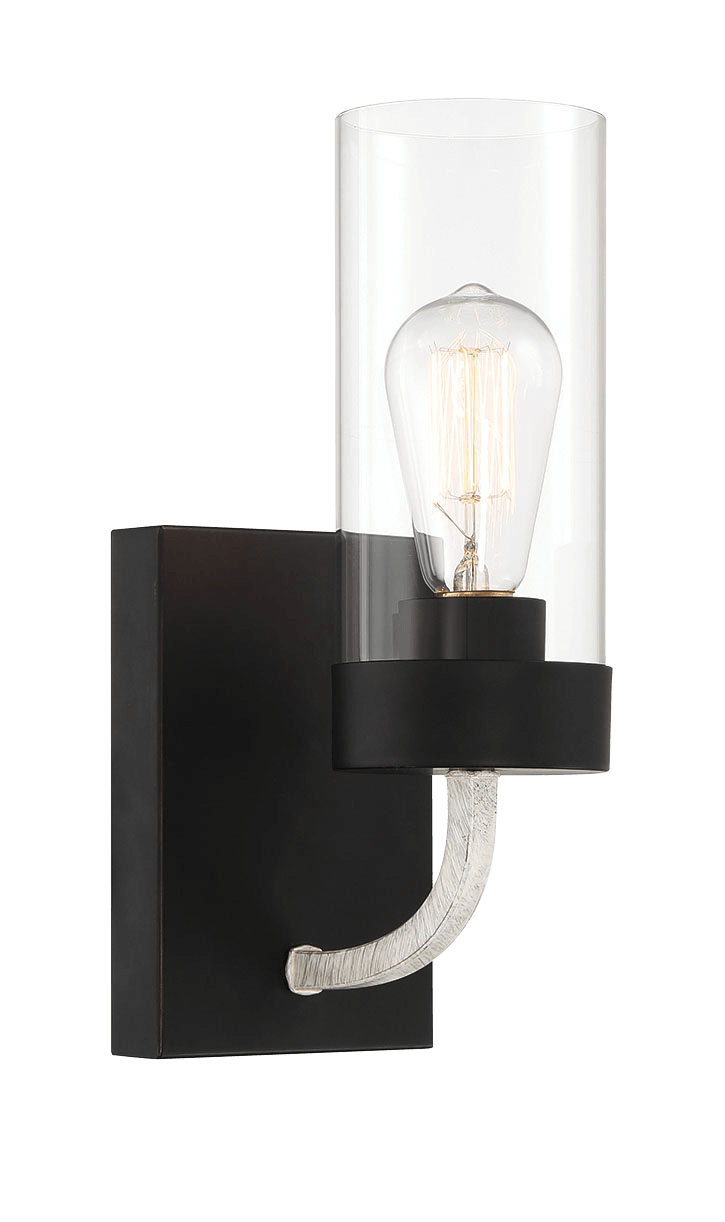 Zephyr Single Light Sconce With Clear Glass Metal Black Finish - West Lamp